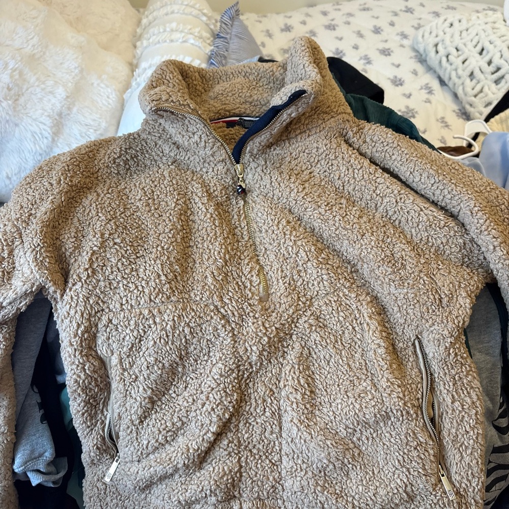 Cozy Tan Sherpa Zip-Up Jacket